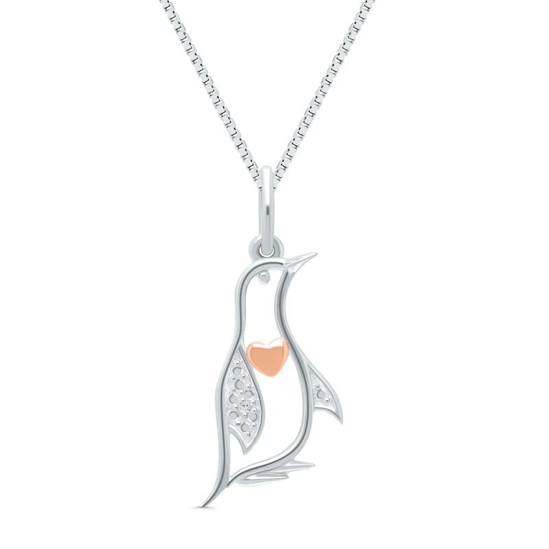 Diamond Penguin Pendant in Sterling Silver – Image 1 of 4