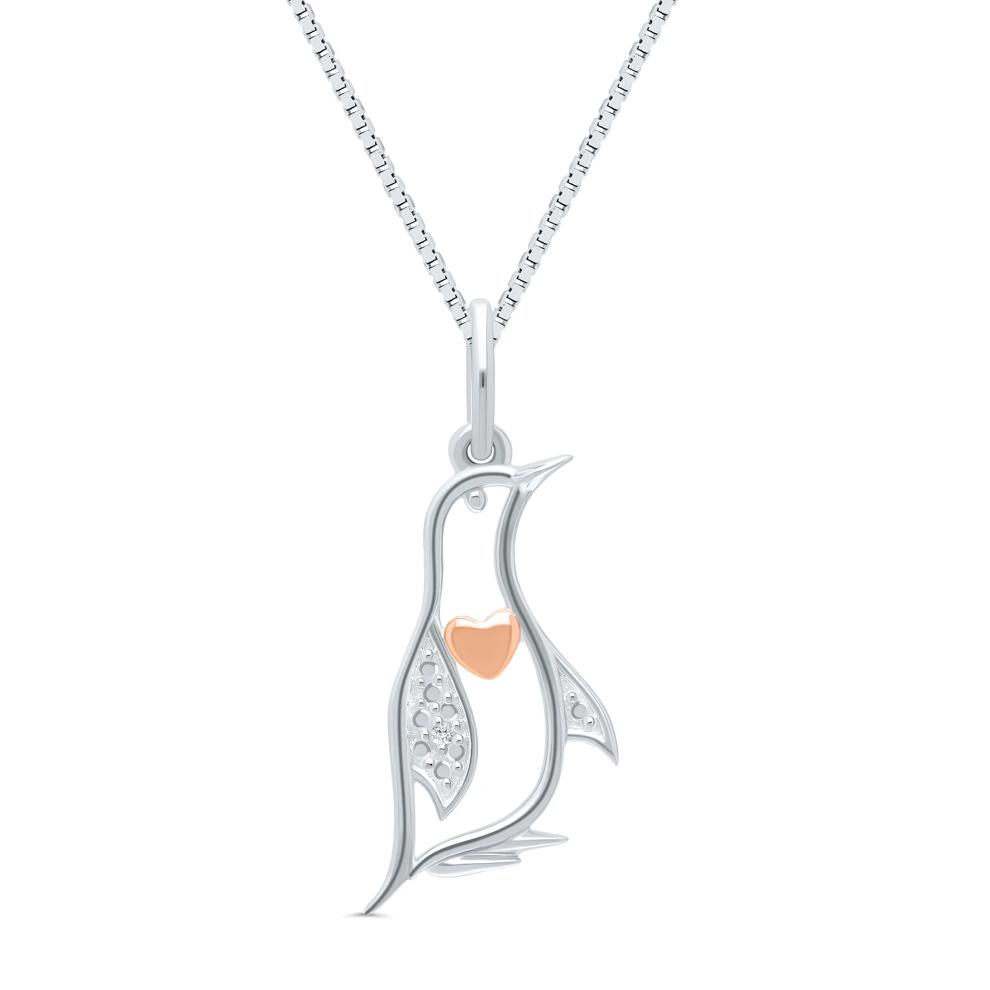 Diamond Penguin Pendant in Sterling Silver – Image 1 of 4