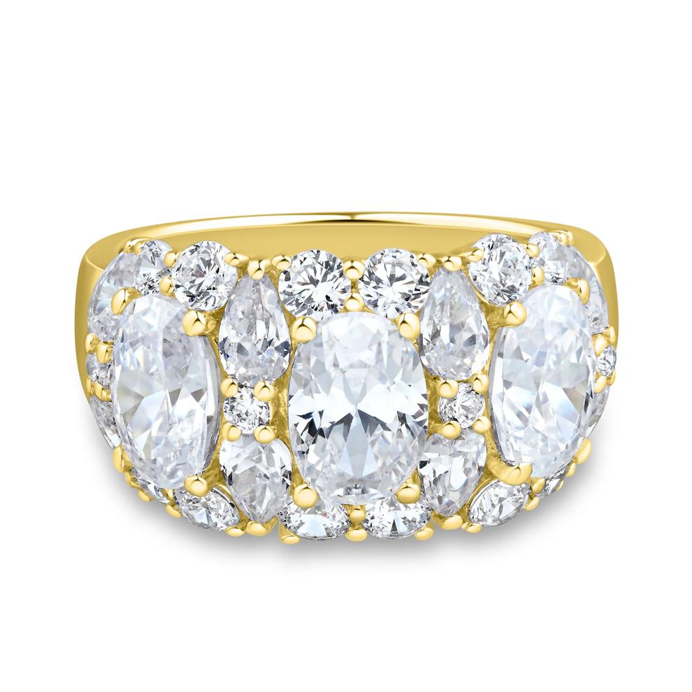 Lab Grown Diamond Oval, Pear-Shaped &amp; Round Band in 10K Yellow Gold (4 ct. tw.) – Image 1 of 3