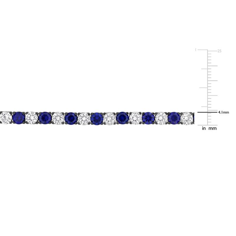 Lab-Created Blue Sapphire &amp; Lab-Created White Sapphire Bracelet in Sterling Silver &amp; Black Rhodium – Image 3 of 5