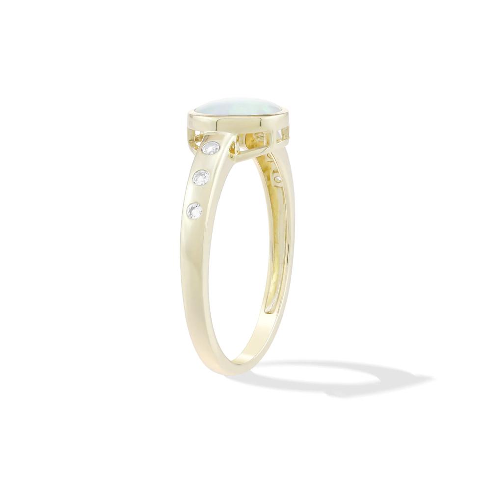 Lab-Created Opal &amp; Lab-Created White Sapphire Ring in 10K Yellow Gold – Image 3 of 4