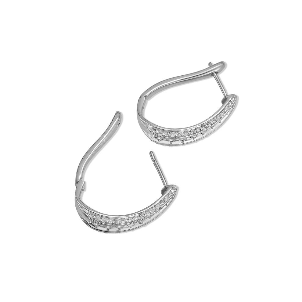 Diamond Multi-Row Hoop Earrings in 10K White Gold (1 ct. tw.) – Image 2 of 2