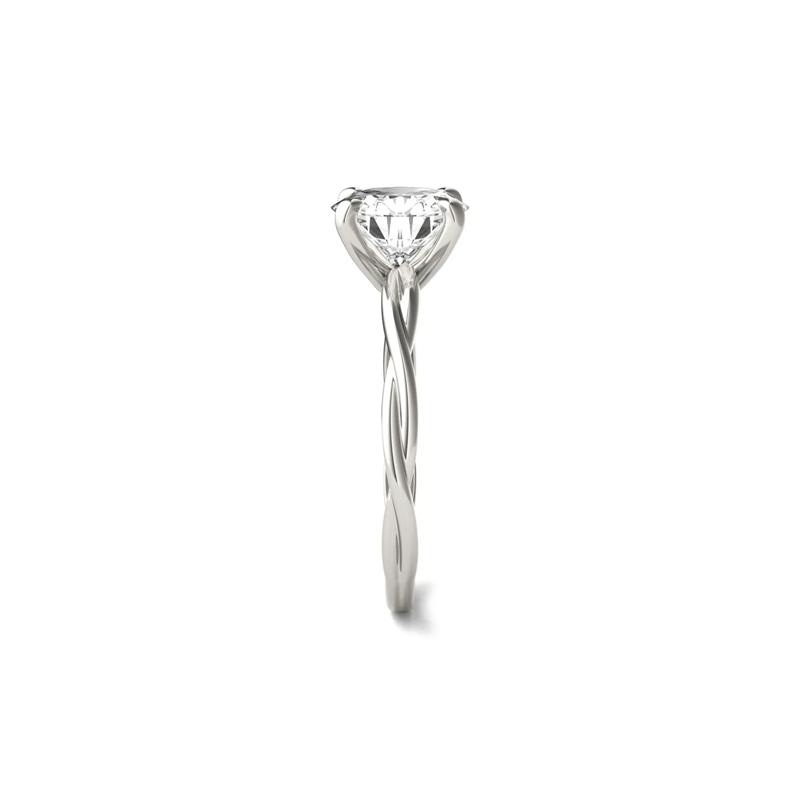 Round Solitaire Moissanite Ring with Twist Band in 14K White Gold &#40;1 7/8 ct. dew&#41; – Image 3 of 5