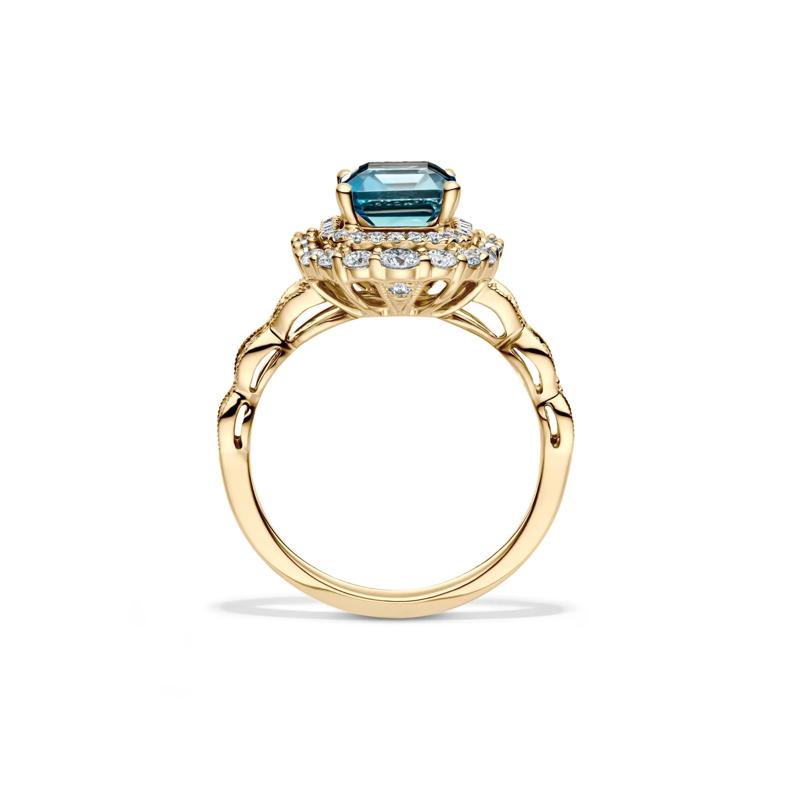 Olivia London Blue Topaz &amp; Diamond Engagement Ring in 14K yellow gold &#40;7/8 ct. tw.&#41;  – Image 2 of 4