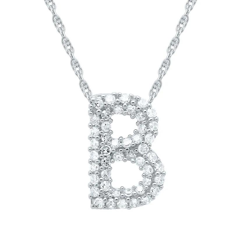 1/7 ct. tw. Diamond Initial Pendant in 10K White Gold – Image 1 of 1