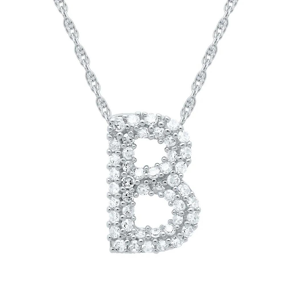 1/7 ct. tw. Diamond Initial Pendant in 10K White Gold – Image 1 of 1