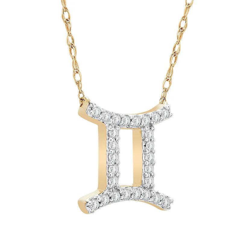 Gemini Zodiac Necklace with Diamonds in 10K Yellow Gold &#40;1/10 ct. tw.&#41;	 – Image 2 of 2
