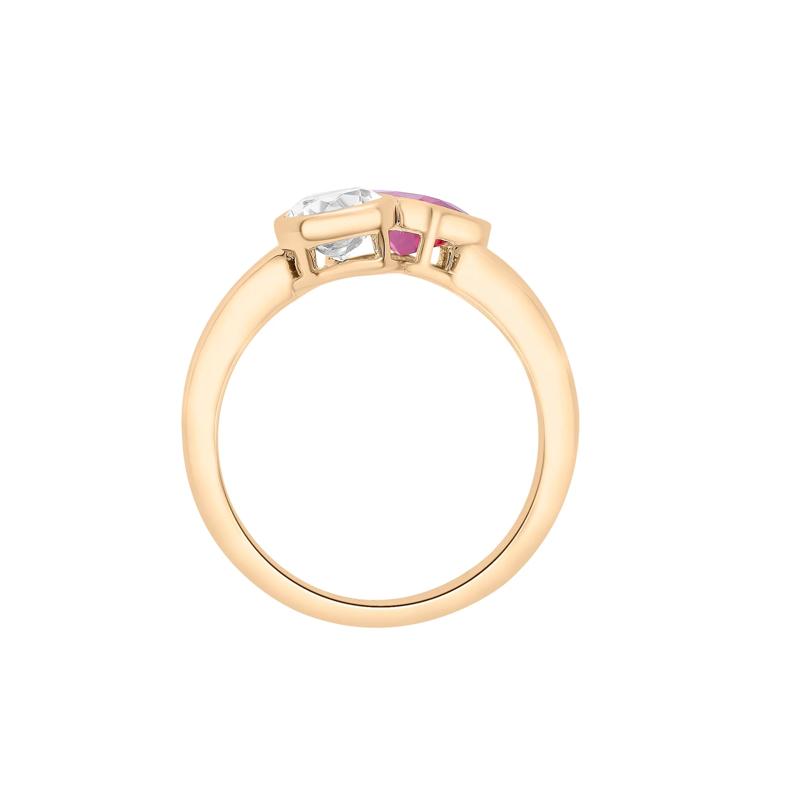 Lab-Created Ruby and Lab-Created White Sapphire Toi et Moi Two-Stone Ring in Vermeil – Image 2 of 7