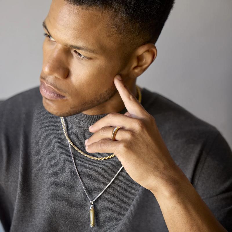 Men&#39;s Diamond Accent Stick Pendant in Vermeil – Image 4 of 6