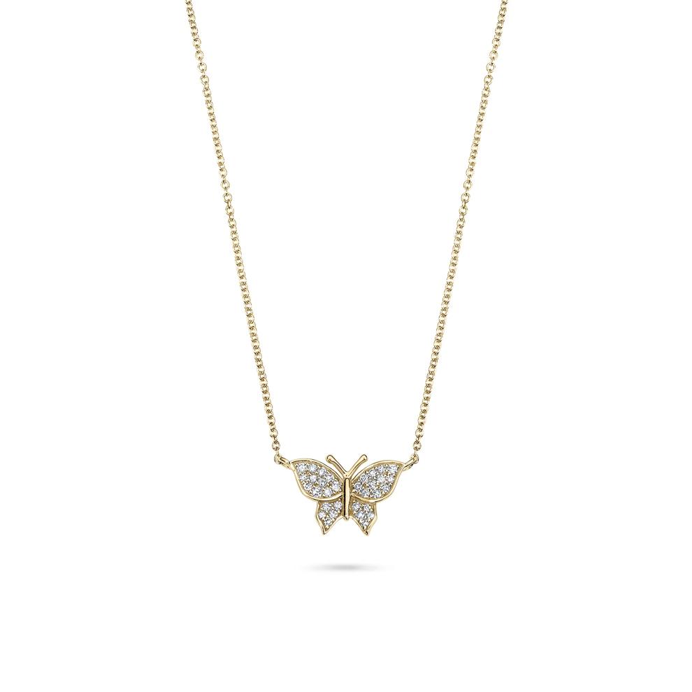 Diamond Butterfly Pendant in 10K Yellow Gold (1/10 ct. tw.) – Image 1 of 4