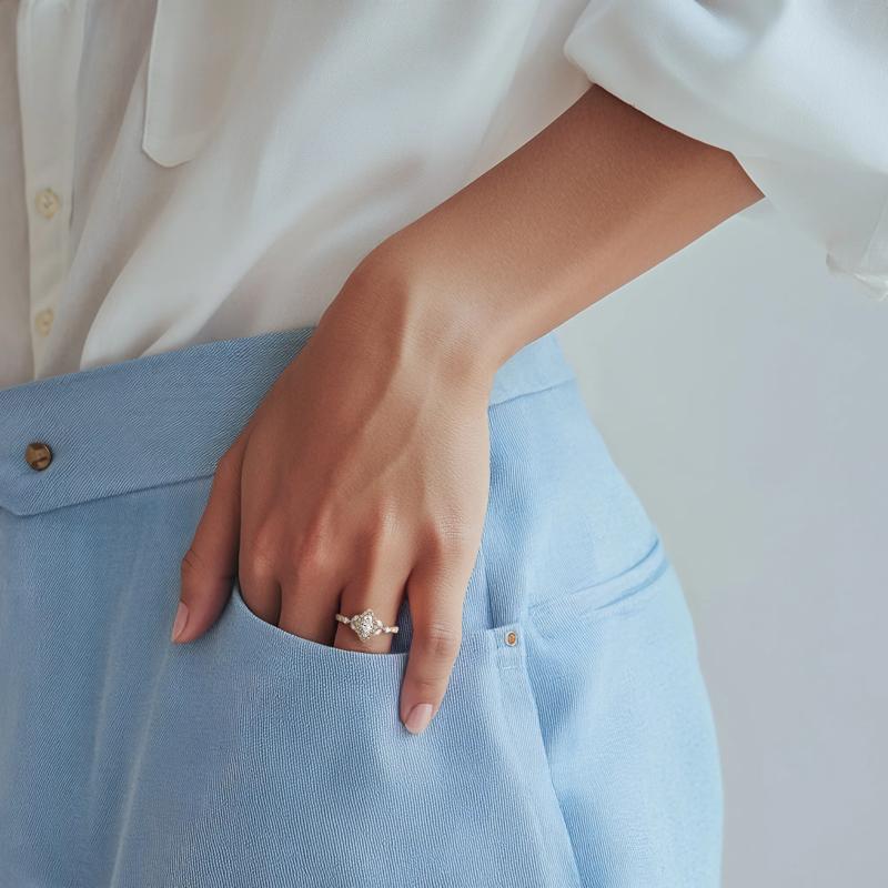 1 ct. tw. Marquise-Shaped Halo Diamond Engagement Ring in 14K Yellow Gold – Image 5 of 5