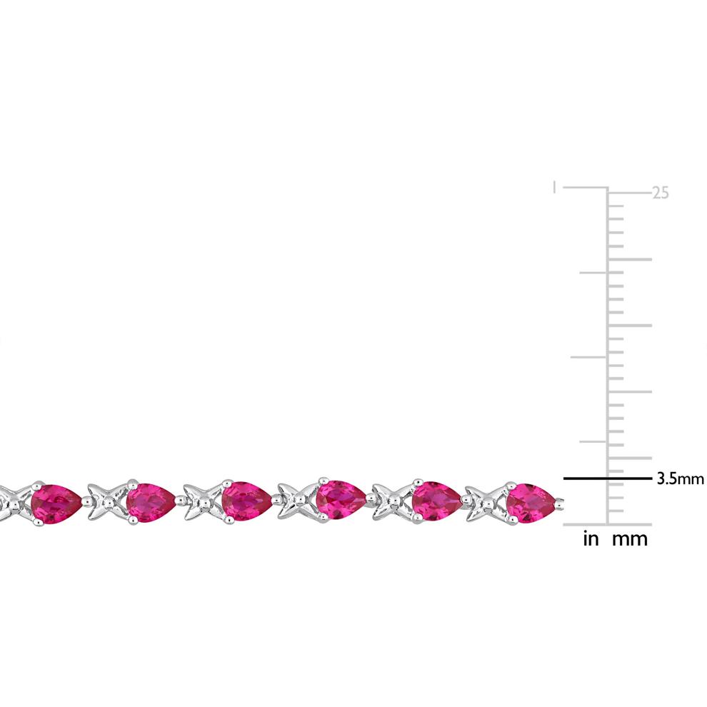 Lab-Created Ruby Link Bracelet in Sterling Silver, 7&rdquo; – Image 3 of 5