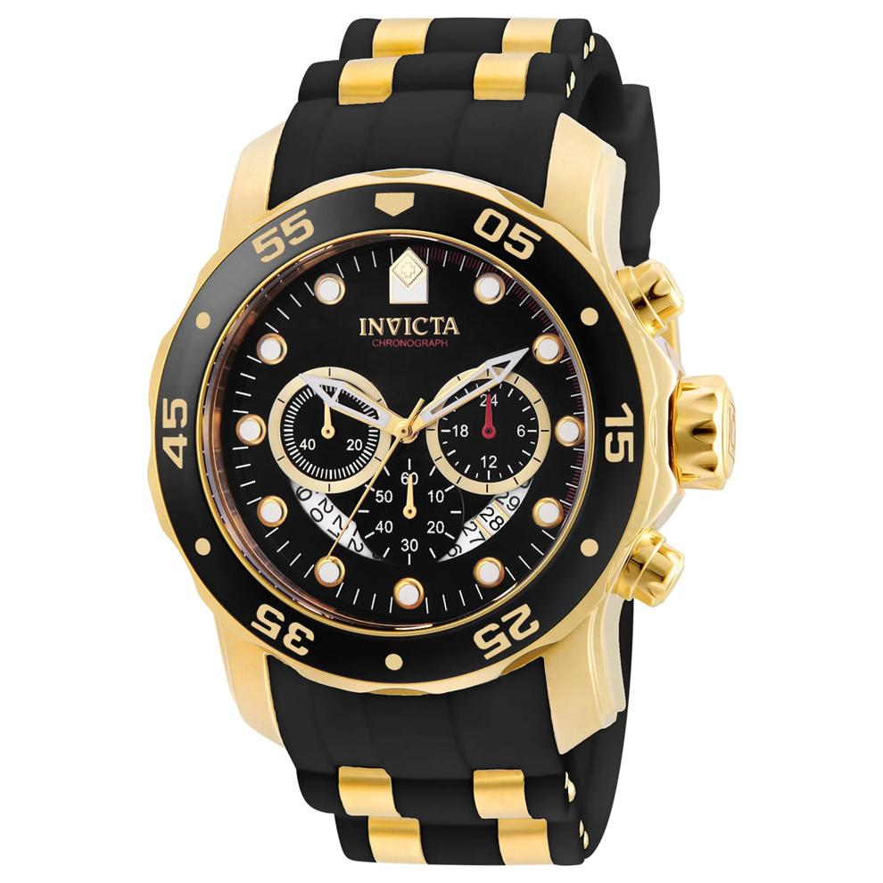 Men's Pro Diver Watch With a Black &amp; Gold Silicone-Stainless Steel Band – Image 1 of 2