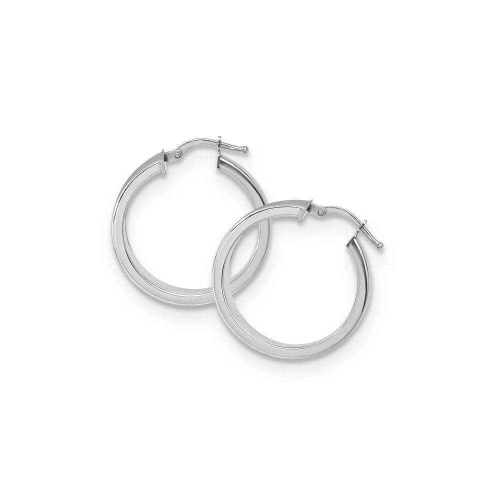 Square Tubing Hoop Earrings in 14K White Gold, 26x26mm – Image 2 of 3