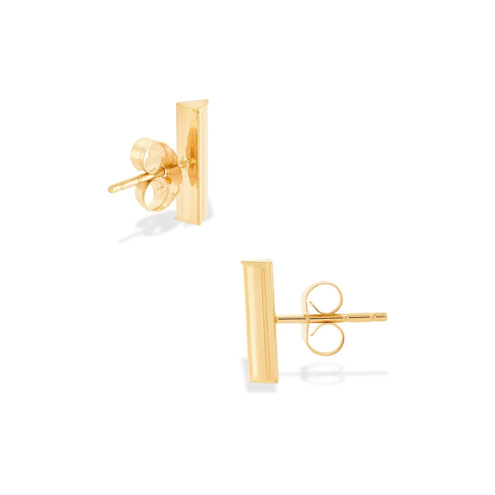Tube Bar Stud Earrings in 10K Yellow Gold, 3x10mm – Image 2 of 2