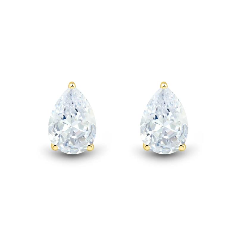 Lab Grown Diamond Pear-Shaped Stud Earrings in 14K Yellow Gold &#40;1 ct. tw.&#41; – Image 2 of 3