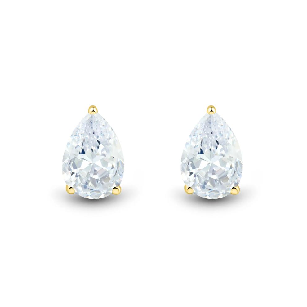 Lab Grown Diamond Pear-Shaped Stud Earrings in 14K Yellow Gold (1 ct. tw.) – Image 2 of 3