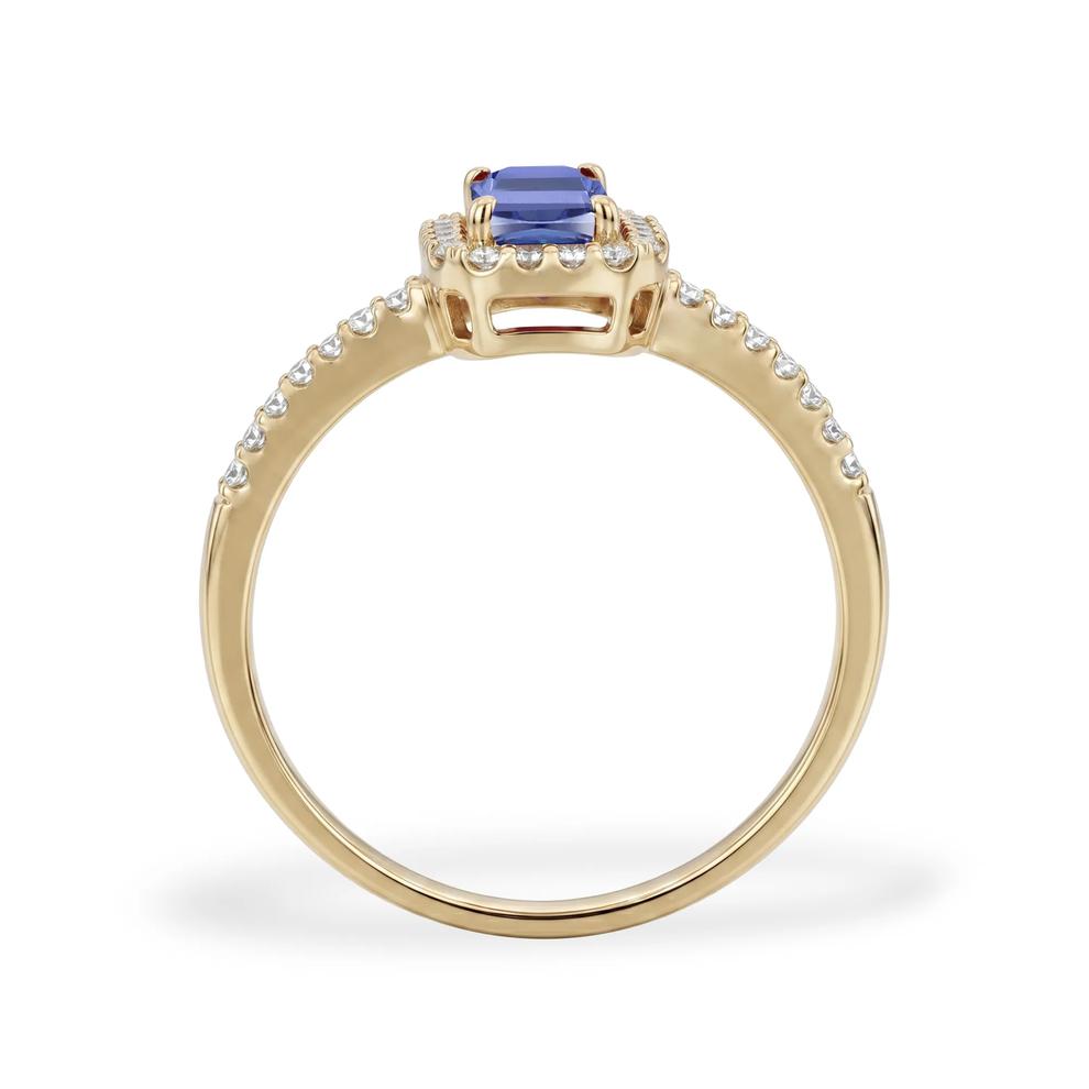 Tanzanite &amp; Diamond Halo Ring in 10K Yellow Gold (1/5 ct. tw.) – Image 2 of 4