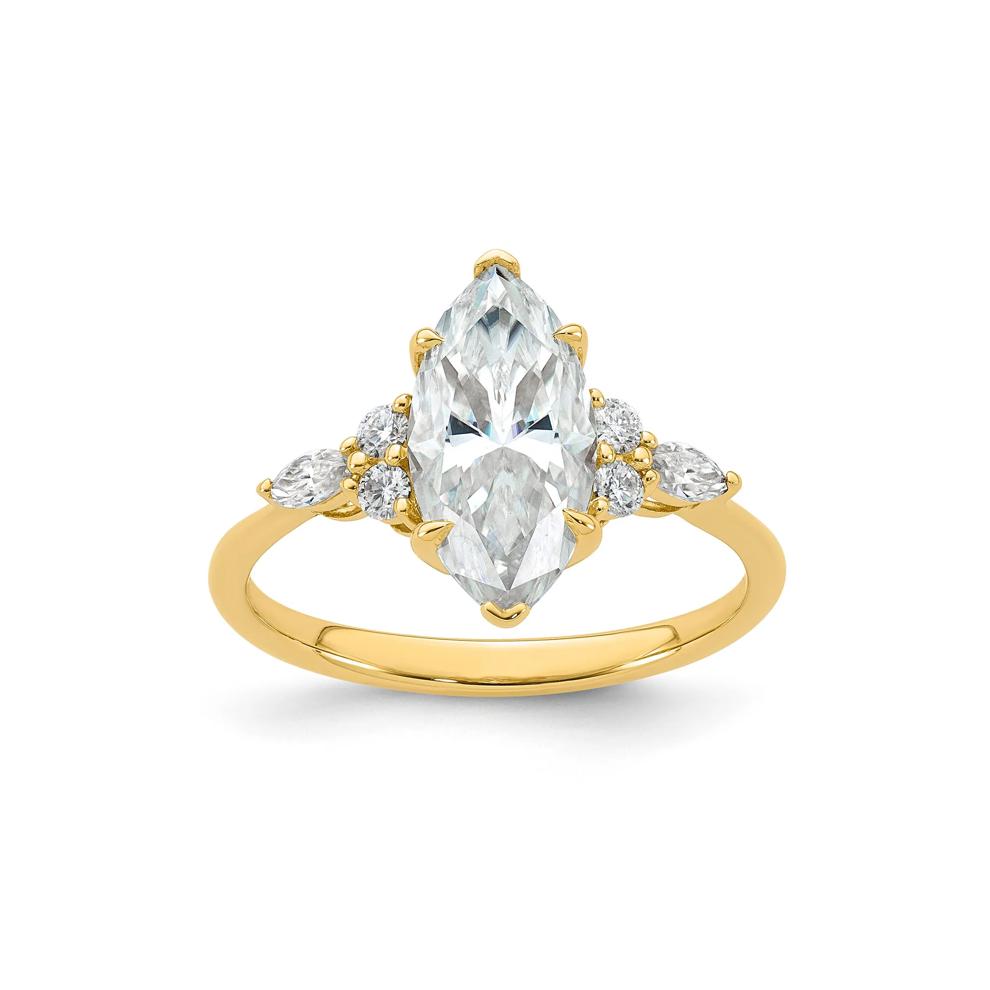 Lab-Created Moissanite Marquise Ring in 10K Yellow Gold (2 1/4 ct. dew) – Image 1 of 3