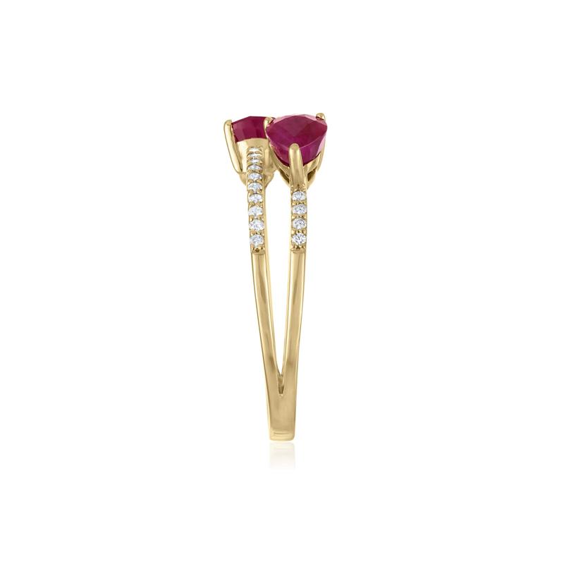 Diamond and Ruby Double Row Band in 14K Yellow Gold &#40;1/7 ct. tw.&#41; – Image 3 of 3