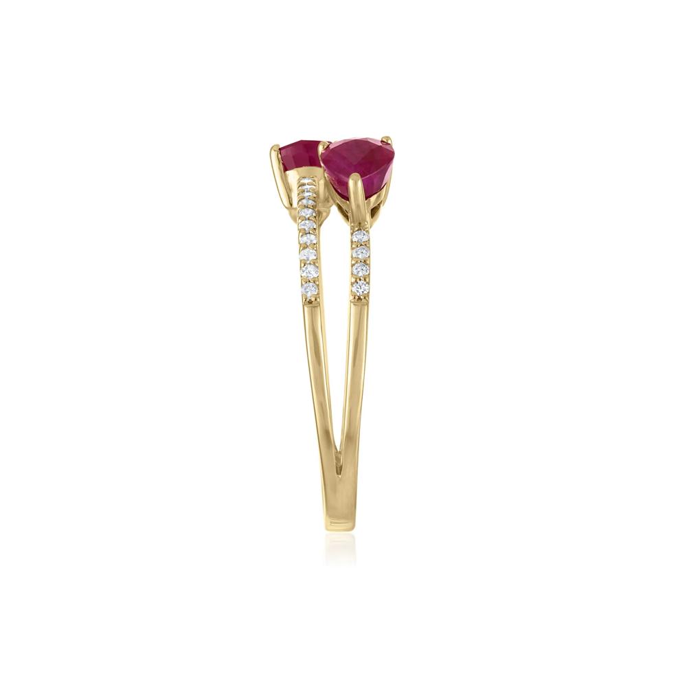 Diamond and Ruby Double Row Band in 14K Yellow Gold (1/7 ct. tw.) – Image 3 of 3