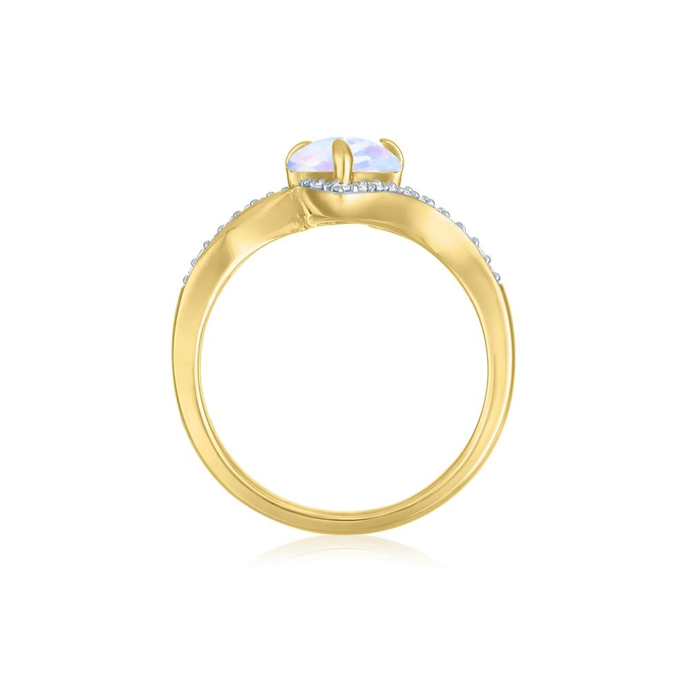 Australian Opal and Diamond Bypass Ring in 10K Yellow Gold (1/7 ct. tw.) – Image 2 of 3