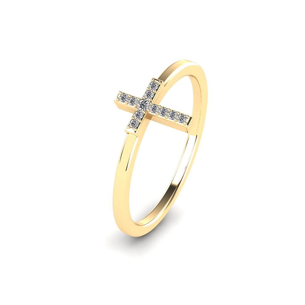 Diamond Accent Vertical Cross Ring in 10K Yellow Gold – Image 4 of 4