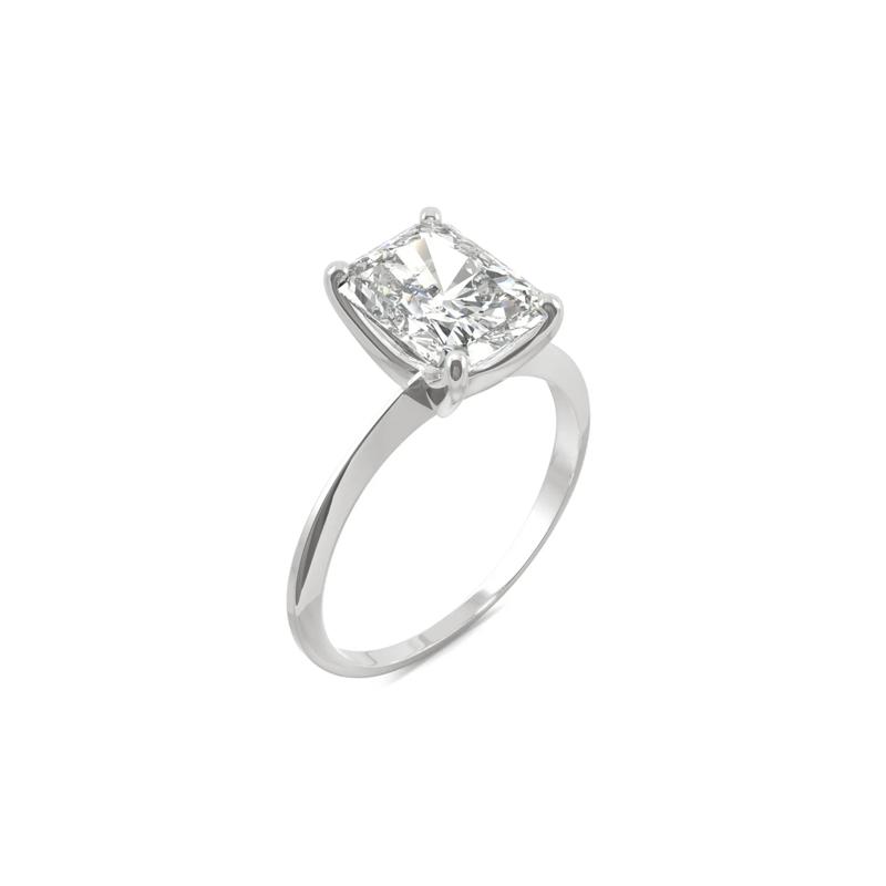 Radiant-Cut Moissanite Ring with Knife-Edge Band in 14K White Gold &#40;2 ct. dew&#41; – Image 6 of 6