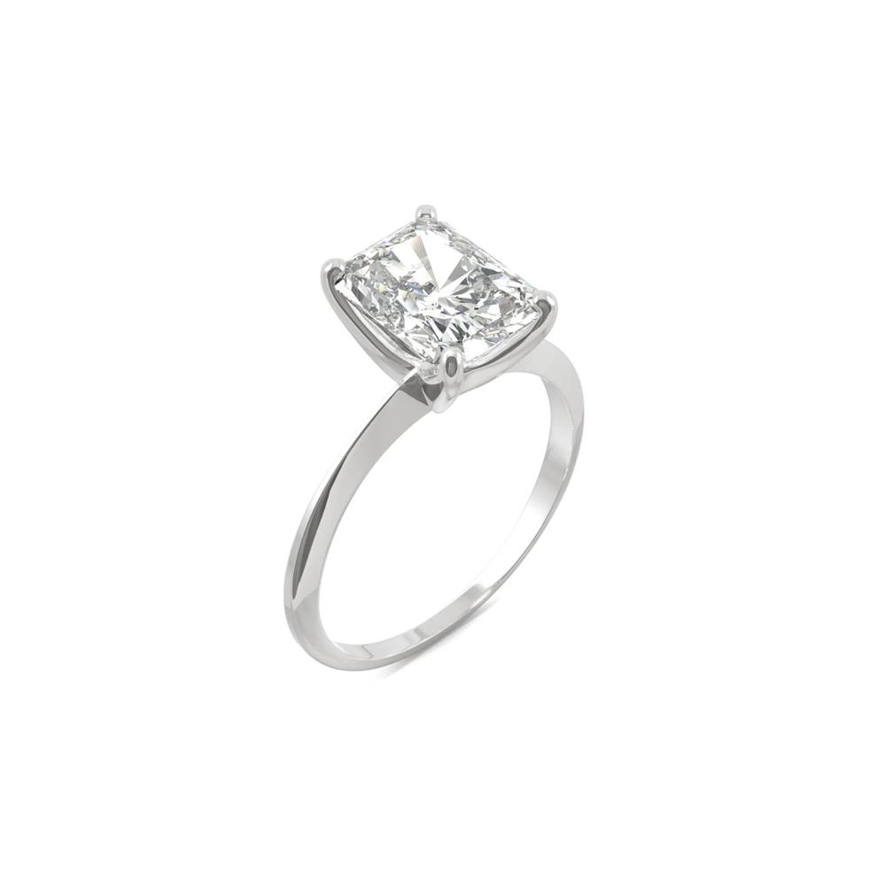 Radiant-Cut Moissanite Ring with Knife-Edge Band in 14K White Gold (2 ct. dew) – Image 6 of 6