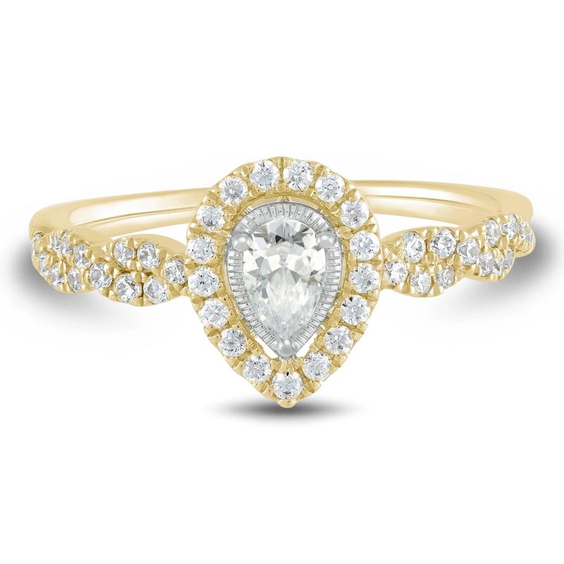 Pear-Shaped Diamond Engagement Ring in 10K Yellow Gold &#40;1/2 ct. tw.&#41; – Image 1 of 3