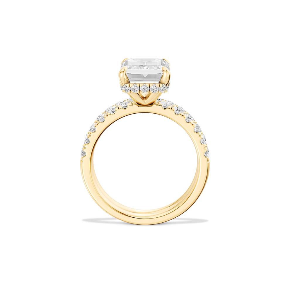 Lab Grown Diamond Emerald-Cut Bridal Set in 14K Yellow Gold (5 ct. tw.) – Image 4 of 6