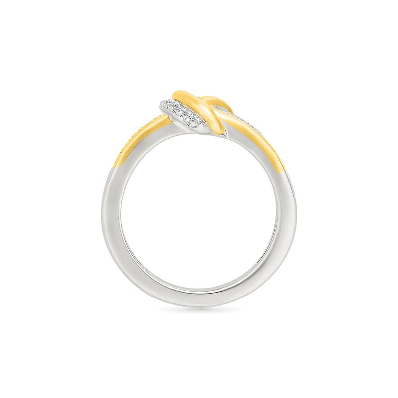Diamond Knot Ring in Sterling Silver and 10K Yellow Gold (1/10 ct. tw.) – Image 2 of 5