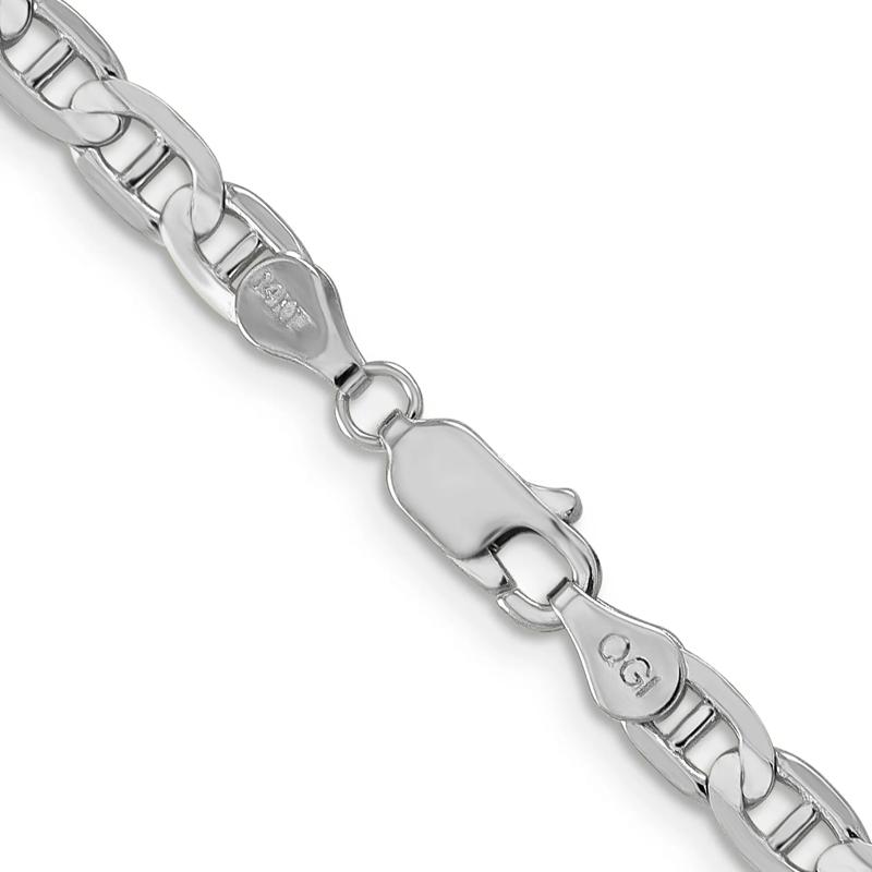 Solid Marine Link Chain in 14K White Gold, 4.5MM, 24&rdquo; – Image 3 of 4