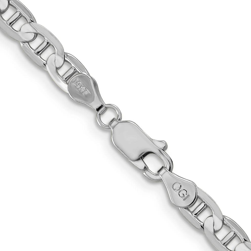 Solid Marine Link Chain in 14K White Gold, 4.5MM, 24&rdquo; – Image 3 of 4