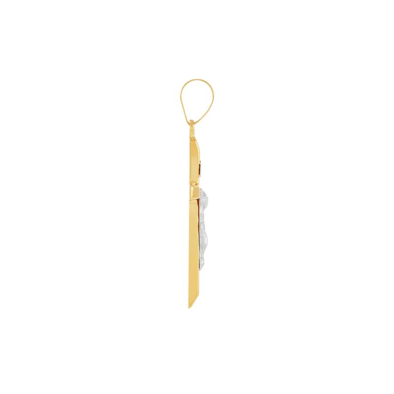 Knife-Edge Crucifix Charm in 14K White &amp; Yellow Gold – Image 2 of 2