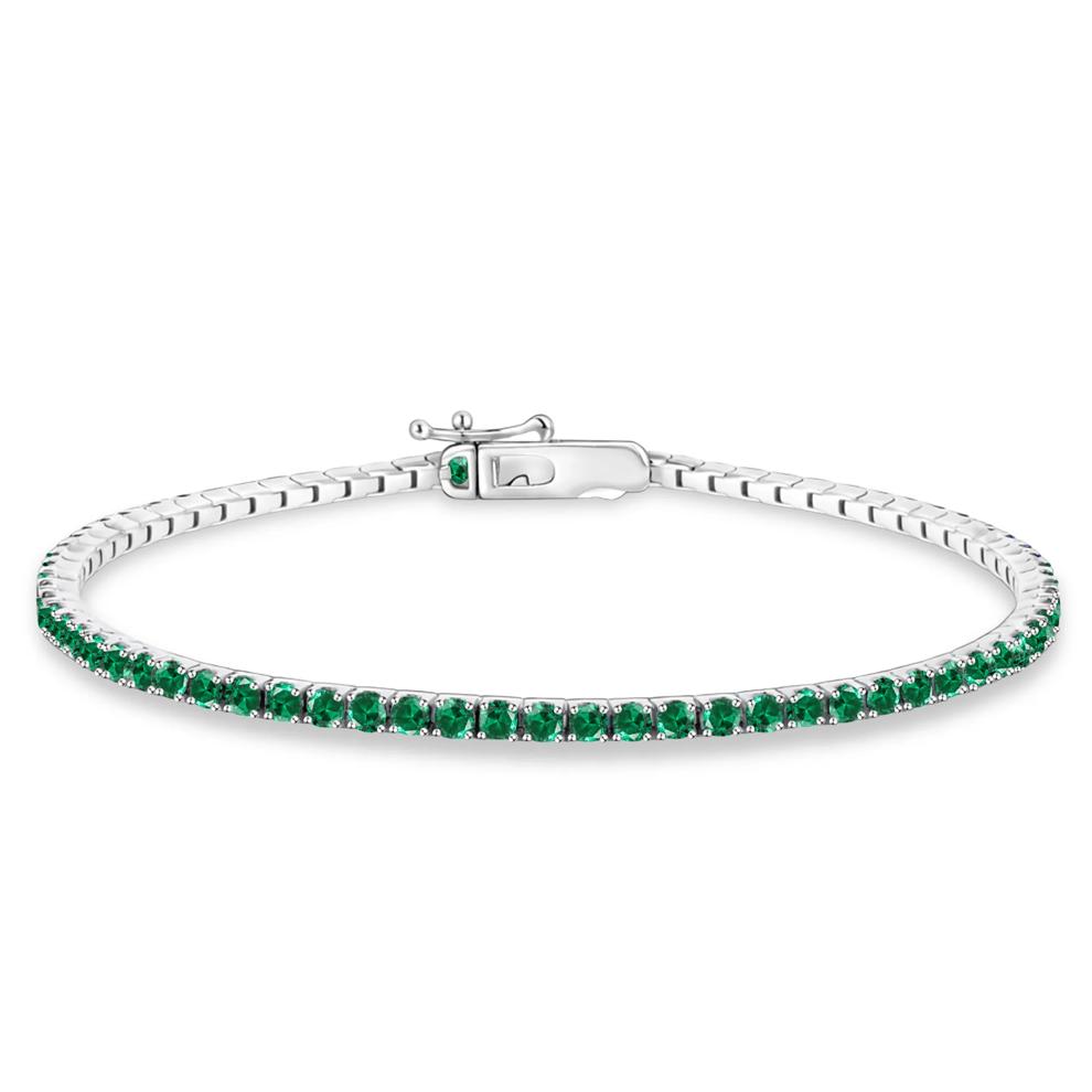 Lab-Created Emerald Stack Bracelet in Sterling Silver, 7" – Image 1 of 2