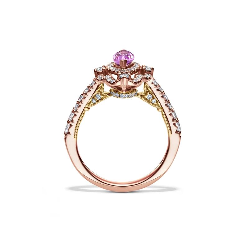 Margaux Rose de France Amethyst Engagement Ring with Diamonds in 14K Rose Gold &#40;3/4 ct. tw.&#41;  – Image 2 of 5
