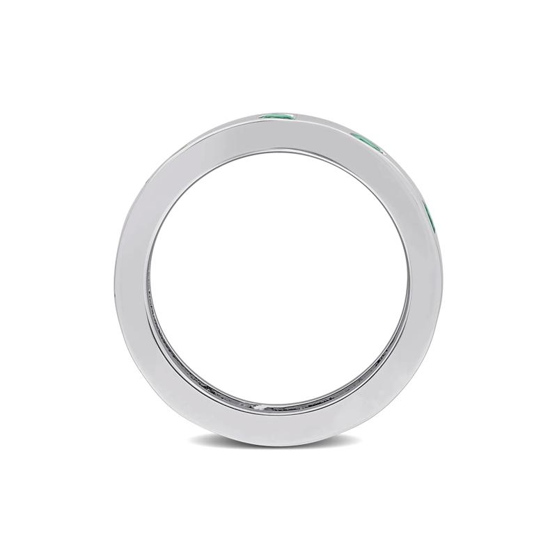 Heart-Shaped Lab-Created Emerald Eternity Band in Sterling Silver – Image 2 of 7