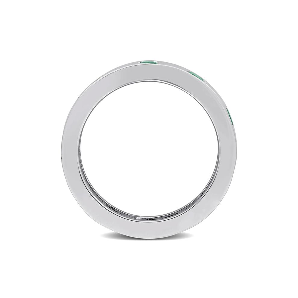 Heart-Shaped Lab-Created Emerald Eternity Band in Sterling Silver – Image 2 of 7