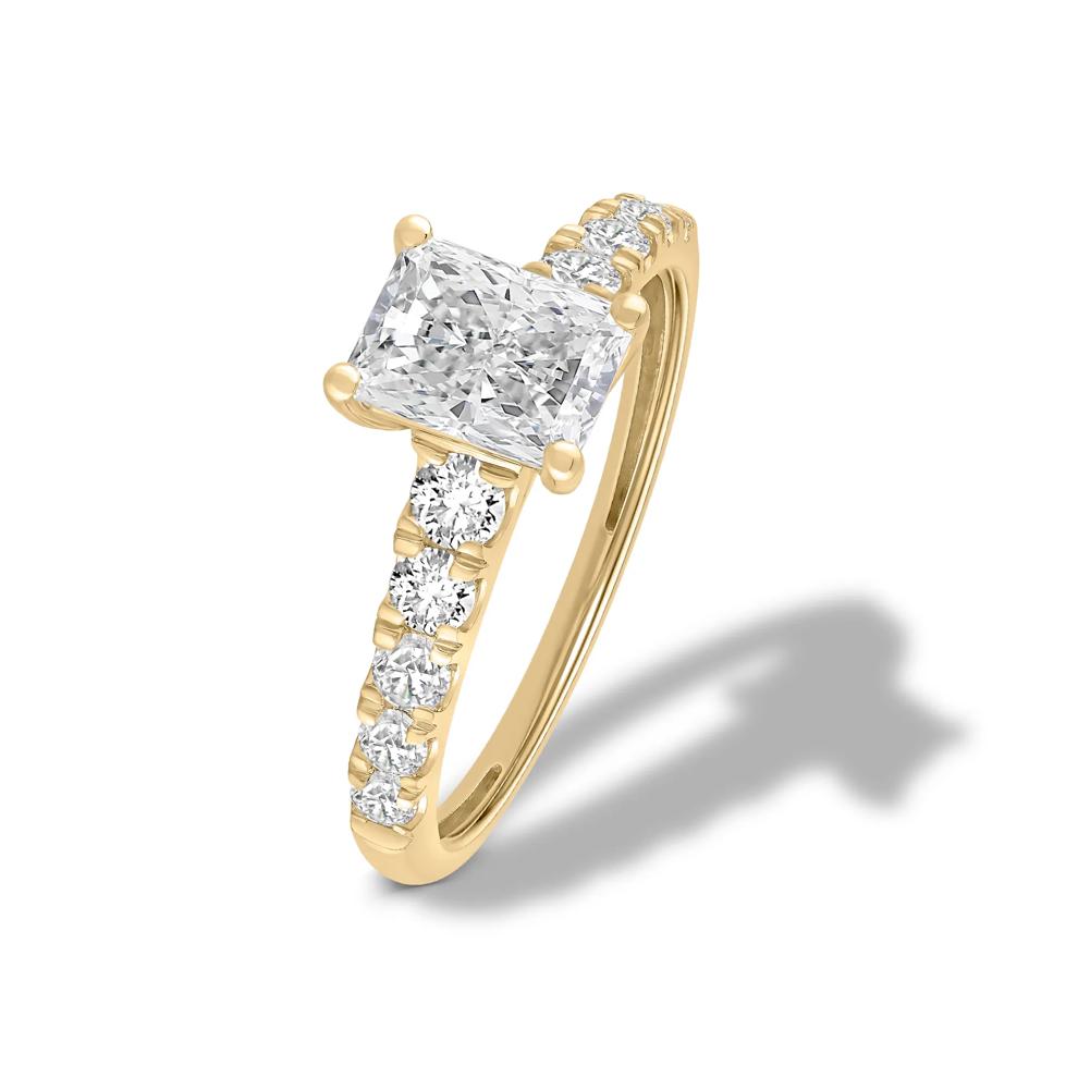 Lab Grown Diamond Radiant Center Engagement Ring in 14K Yellow Gold (1 1/2 ct. tw.) – Image 4 of 4