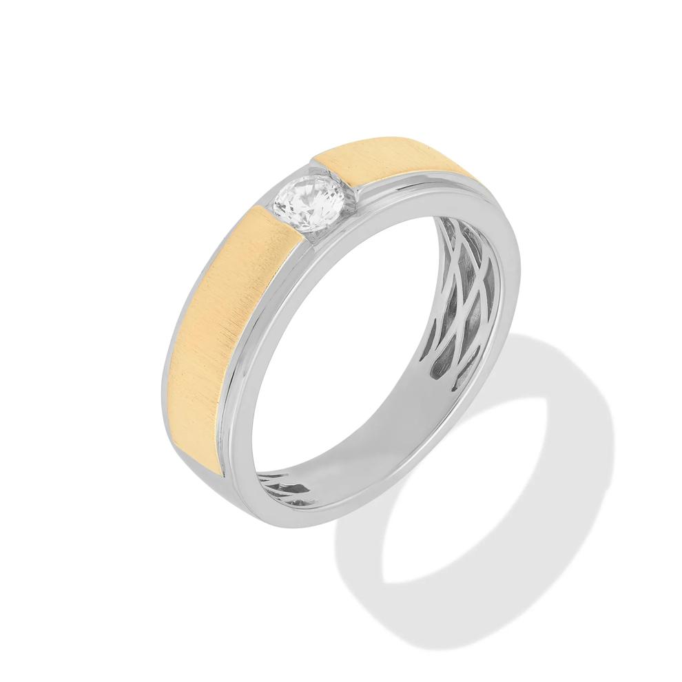Men's Diamond Two-Tone Ring in 10K White &amp; Yellow Gold (1/3 ct. tw.) – Image 4 of 4