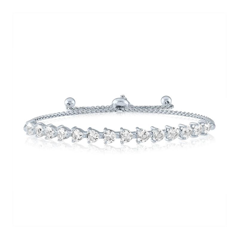 Heart-Shaped Lab-Created White Sapphire Bolo Bracelet in Sterling Silver – Image 1 of 1