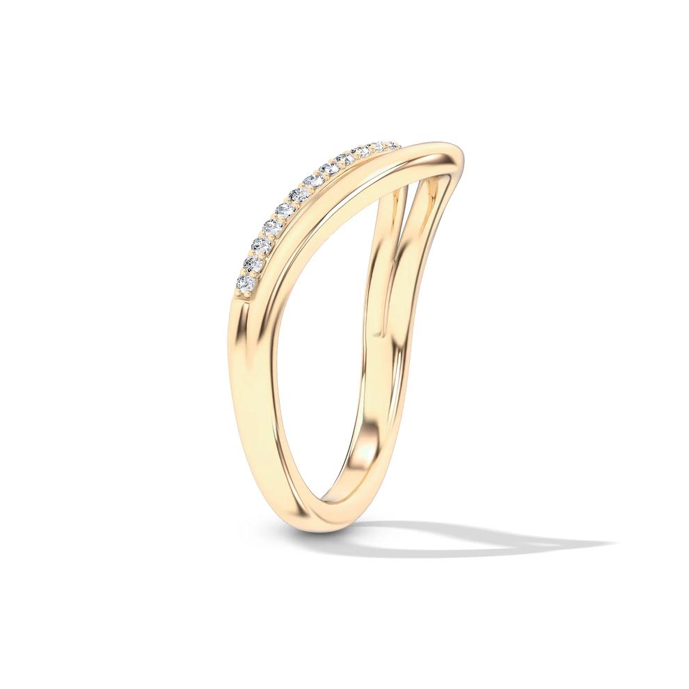 Lab Grown Diamond Double Row Contour Band in 10K Yellow Gold (1/8 ct. tw.) – Image 3 of 4
