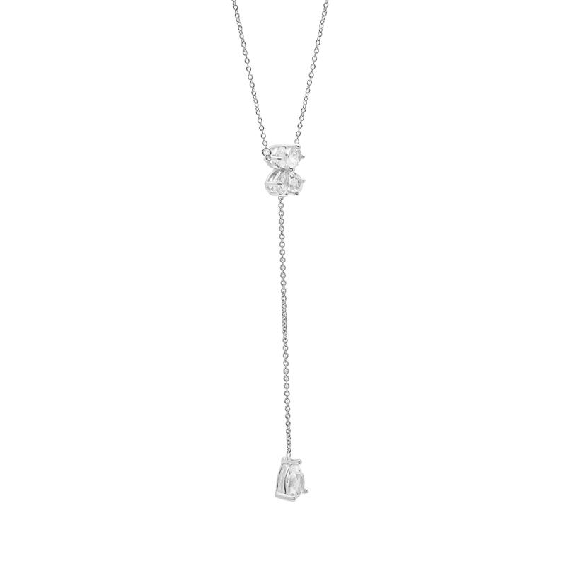 White Topaz Lariat Clover Necklace in Sterling Silver – Image 3 of 4