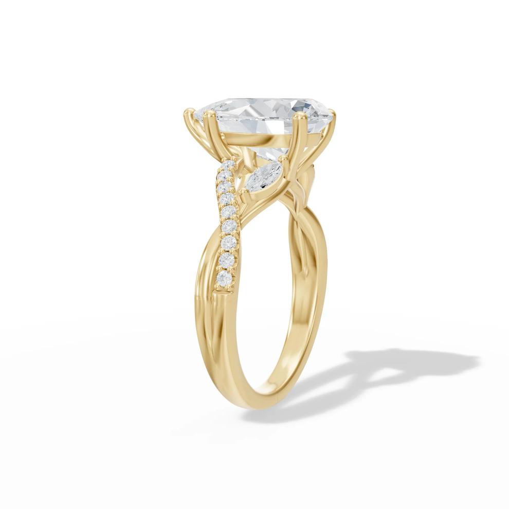 Lab Grown Diamond Pear Center Engagement Ring in 14K Yellow Gold (3 1/3 ct. tw.) – Image 3 of 4