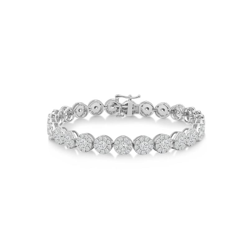 Lab Grown Diamond Cluster Bracelet in 14K White Gold &#40;7 ct. tw.&#41; – Image 1 of 3