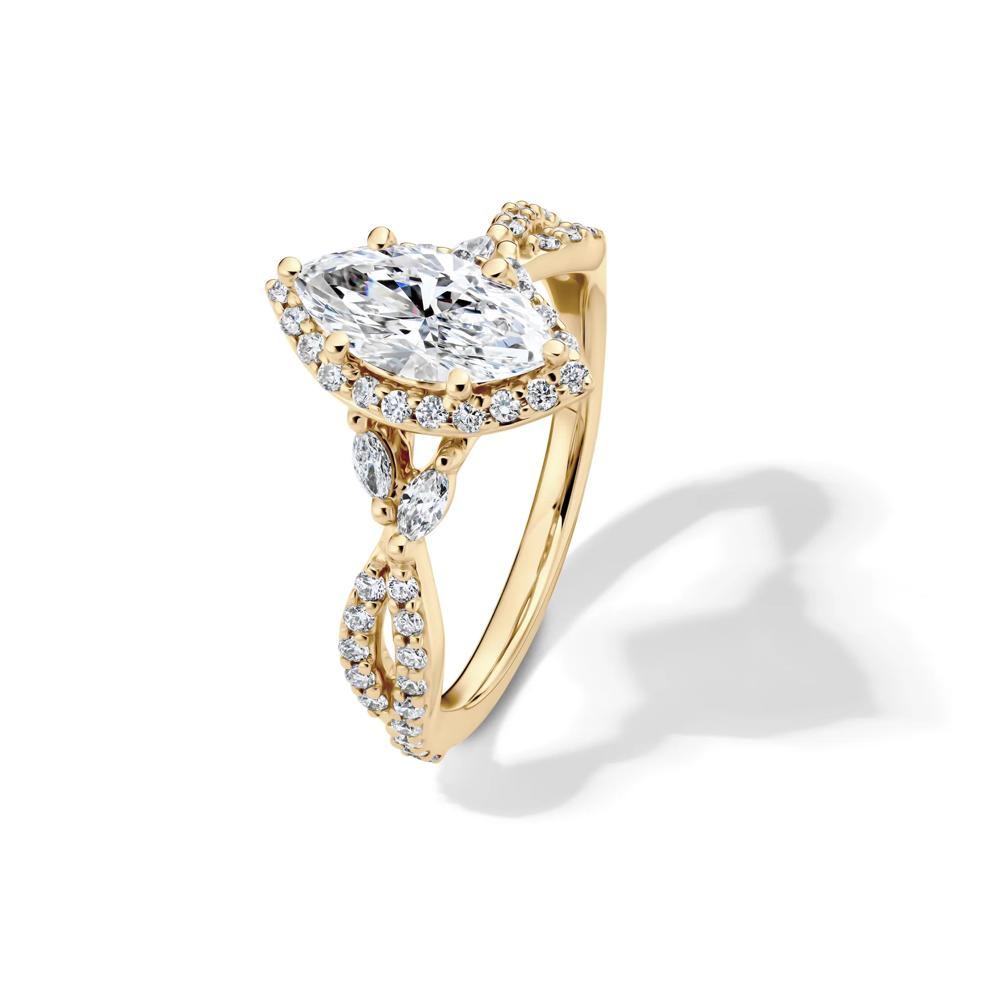 Lab Grow Diamond Marquise-Cut Halo Engagement Ring in 14K Yellow Gold (1 1/2 ct. tw.) – Image 4 of 4