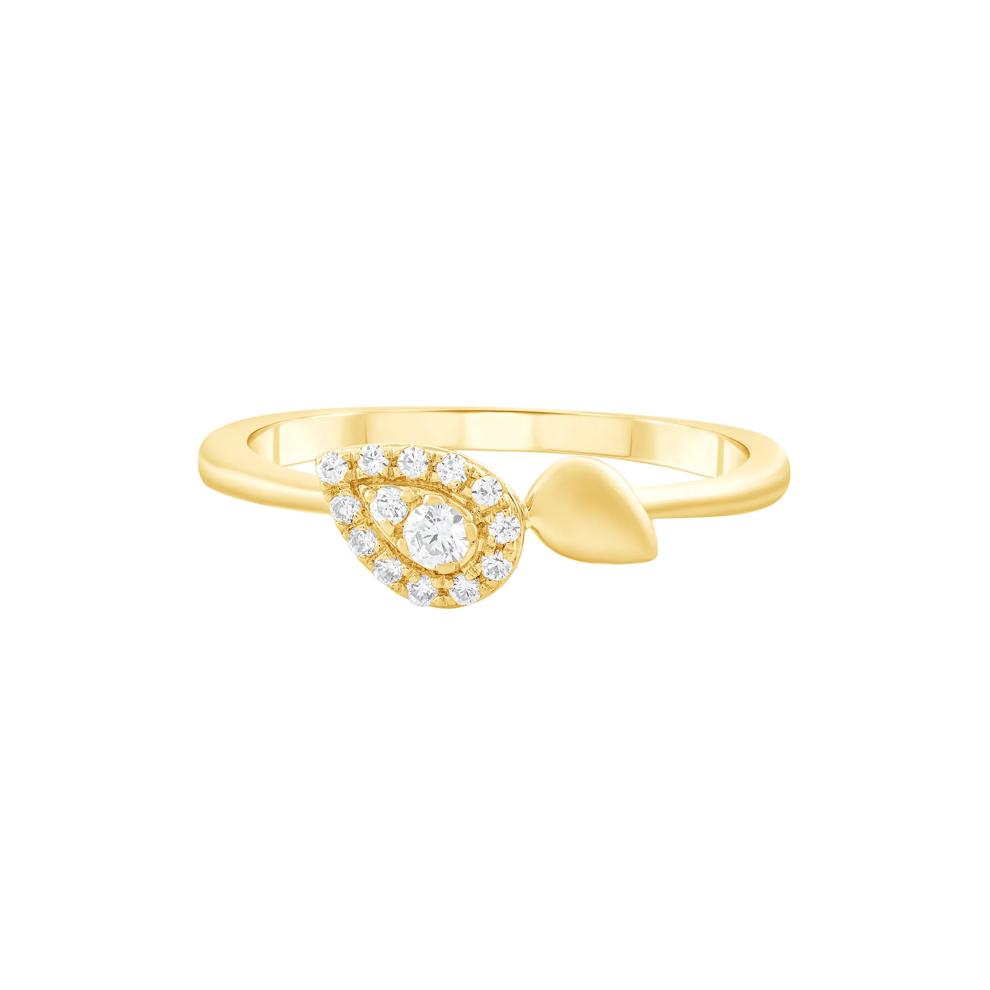 Diamond Pear-Shaped  Halo Ring in 10K Yellow Gold (1/7 ct. tw.) – Image 1 of 3