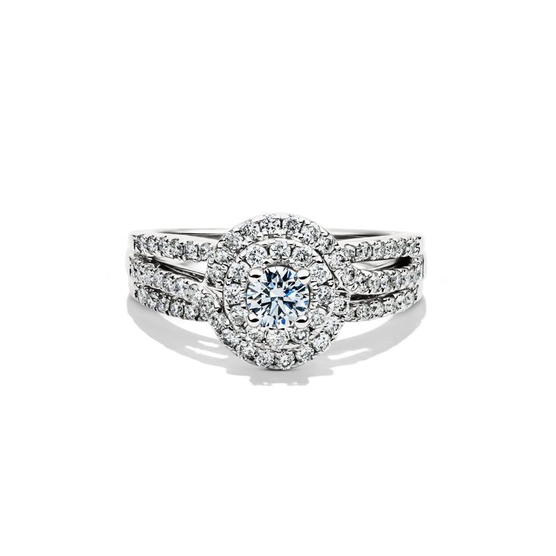 Diamond Double Halo Engagement Ring in 14K White Gold &#40;1 ct. tw.&#41; – Image 1 of 5