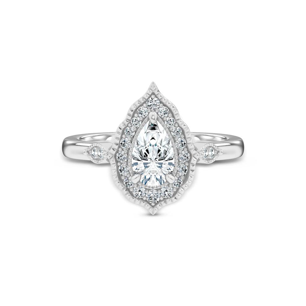 Diamond Pear-Shaped Center Halo Engagement Ring in 14K White Gold (3/4 ct. tw.) – Image 1 of 4
